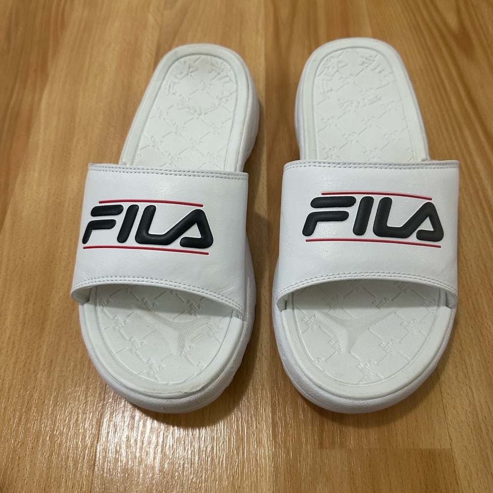 Fila White Slide Sandals